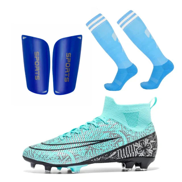 Professional Football Boots with Socks & Shin Guards – Complete Match Kit